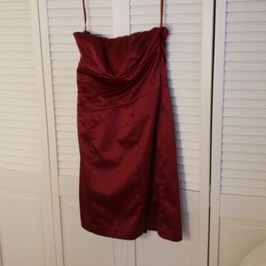 Burgundy strapless dress